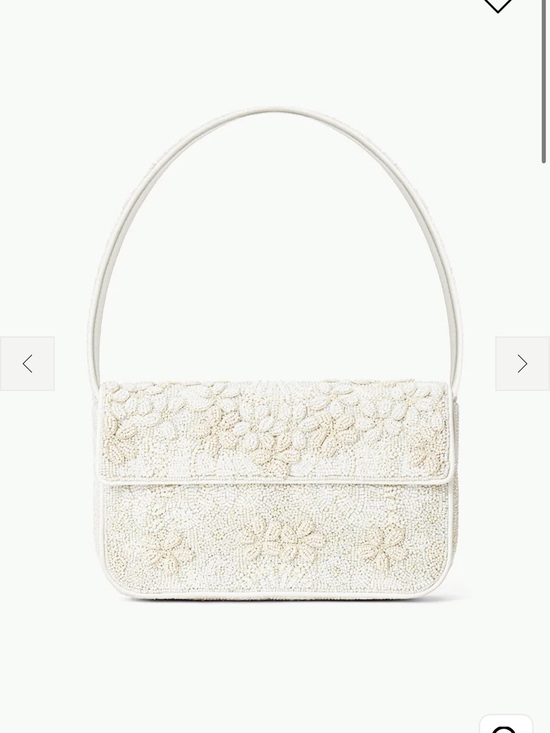 STAUD Handbags - STAUD White Beaded Floral Shoulder Bag